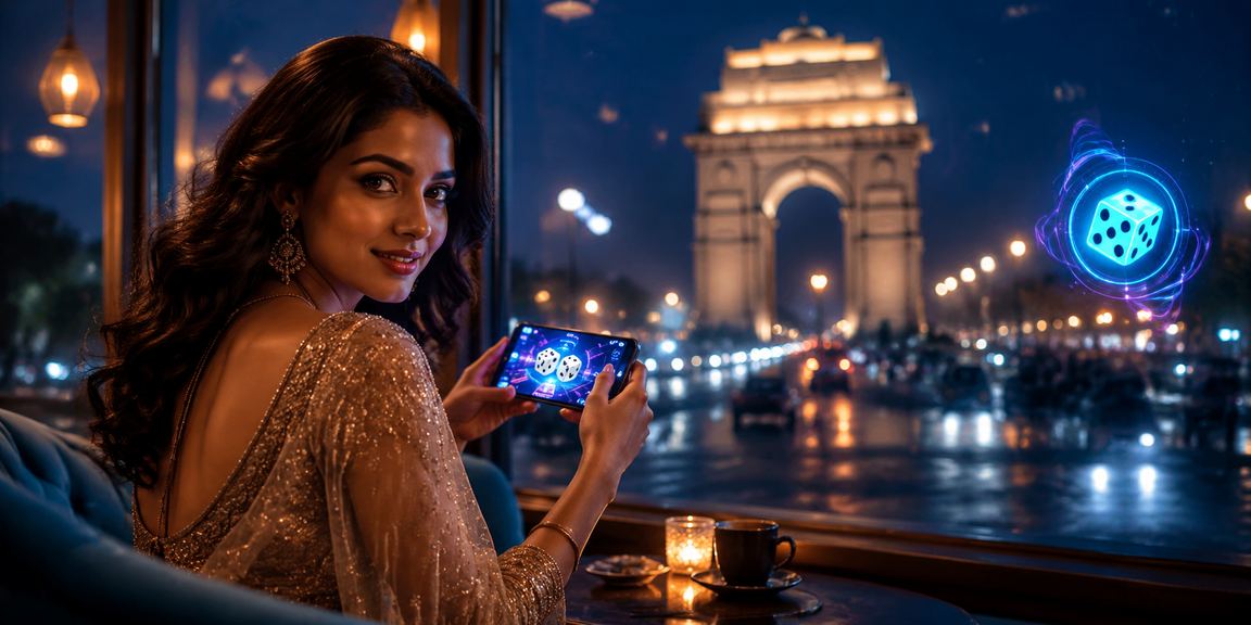 Night view of India Gate with Bollywood style lighting symbolizing entertainment